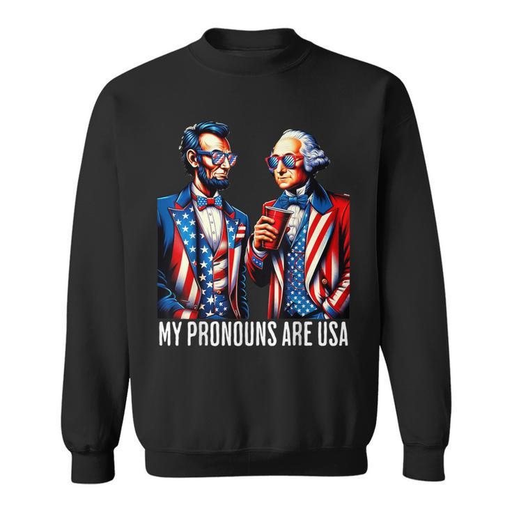 Lincoln Washington 4Th Of July Patriotic Pronouns Usa Sweatshirt