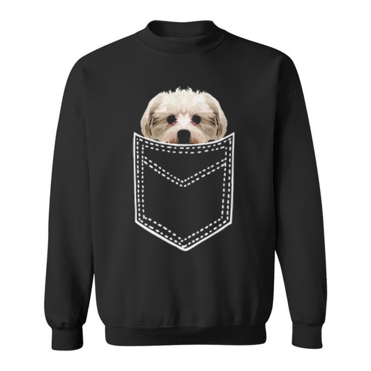 Maltese Apparel Cute Pocket Maltese Puppy Dog Sweatshirt
