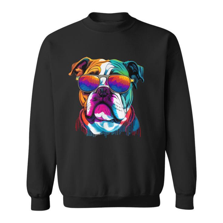 Multicolor English Bulldog Face Sweatshirt