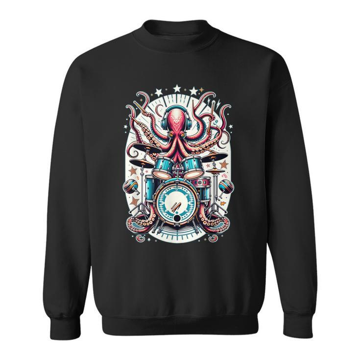 Octopus Playing Drums Drummer Music Lover Percussions Sweatshirt