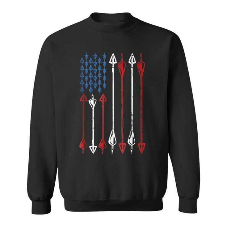 Patriotic Bow Hunting Flag Arrows Bow Archer Target Sweatshirt