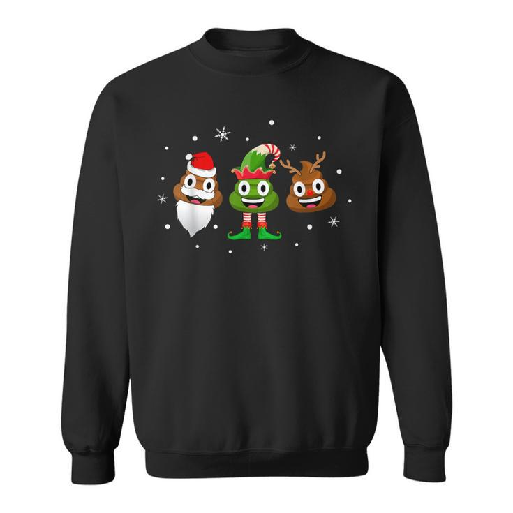 Poop Santa Elf Reindeer Christmas Pajama Sweatshirt