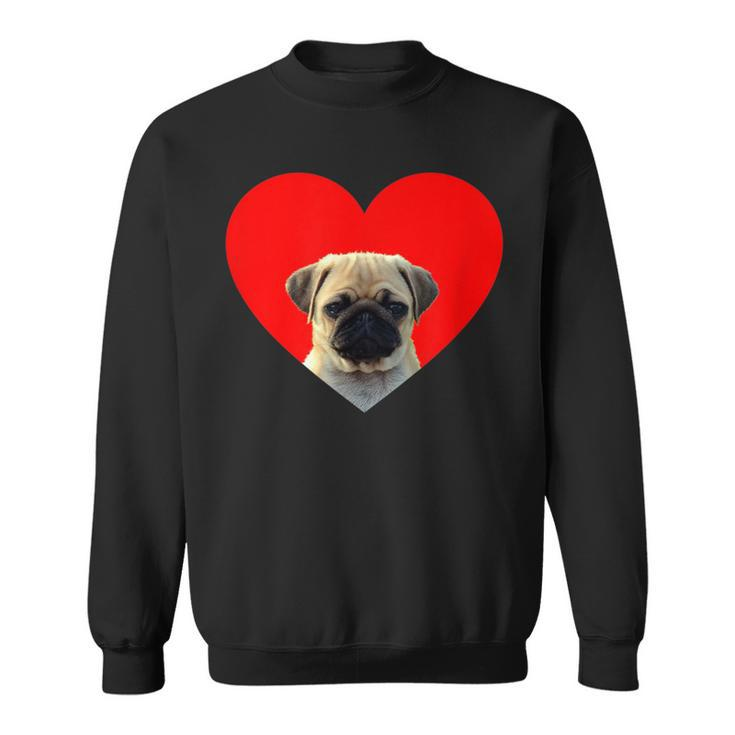 Pug Lover Dog Love Red Heart Father's Day Sweatshirt