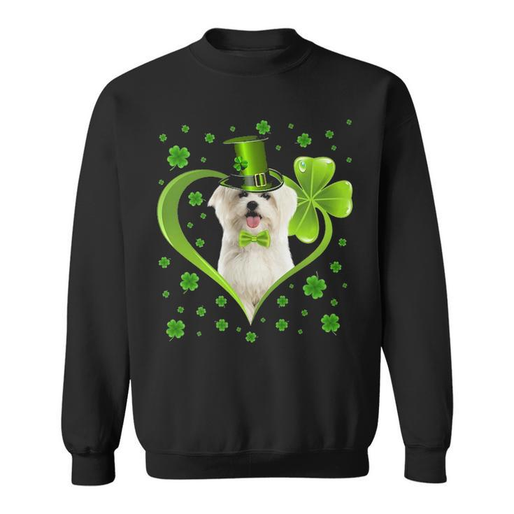 Puppy Shamrock Maltese Dog StPng Sweatshirt