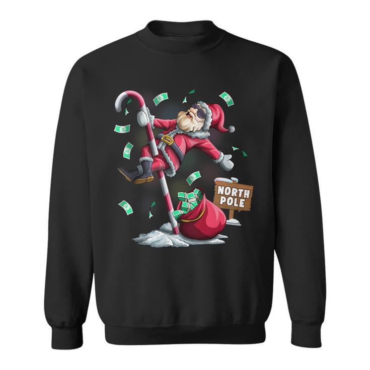 Santa North Pole Ugly Christmas Pole Dancer Santa Sweatshirt