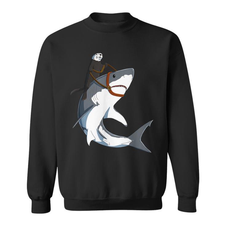 Sea Otter Riding Shark Sweatshirt