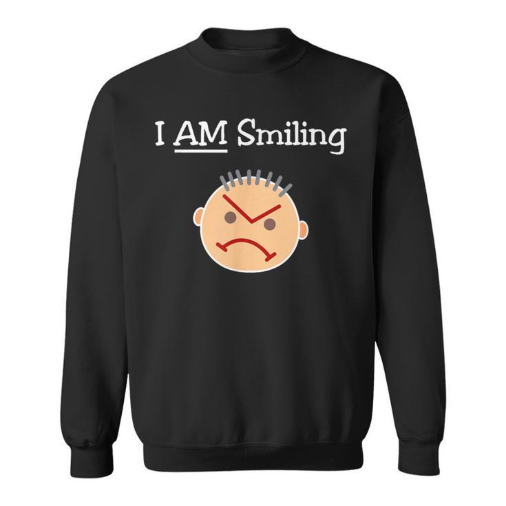 I Am Smiling Grouchy Angry Crabby Guy Dark Color Sweatshirt