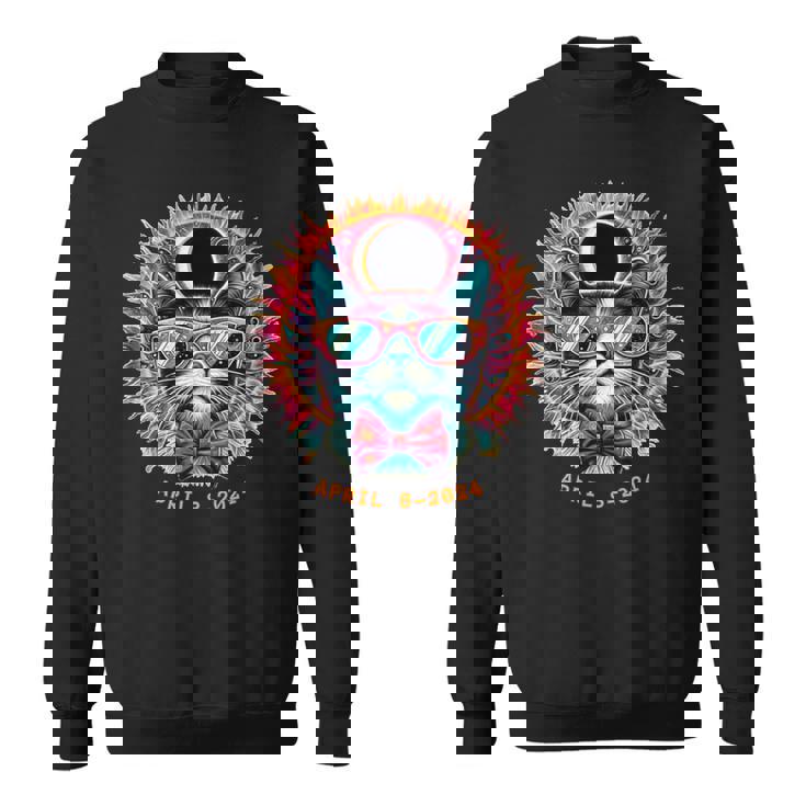 Solar Eclipse 2024 Cute Cats Glasses Lovers Moms Dads Sweatshirt