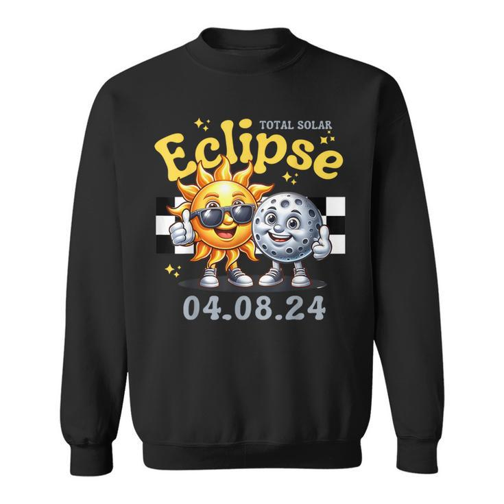 Sun With MoonApril 8 2024 Total Solar Eclipse Moon Sweatshirt