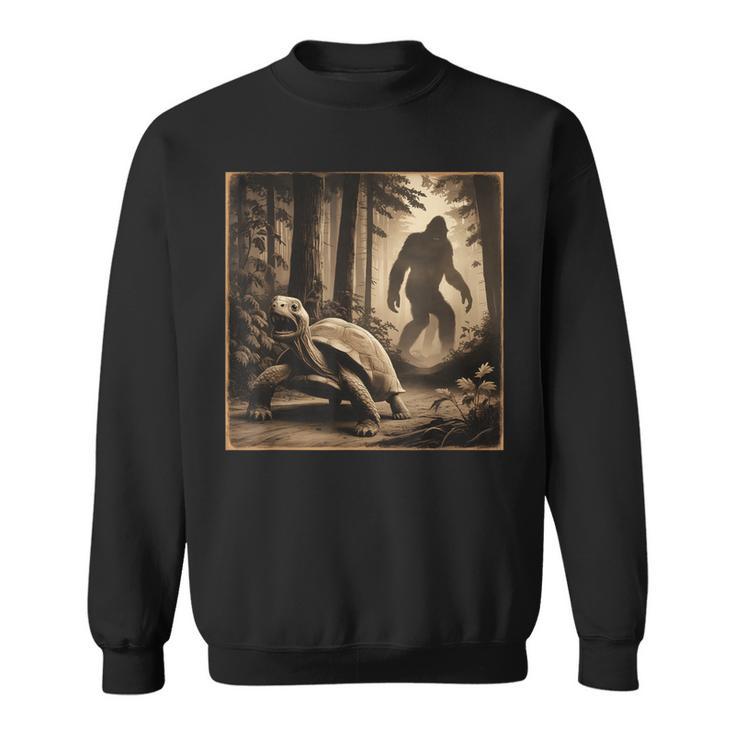 Surprised Scared Tortoise With Sasquatsch Bigfoot Sweatshirt