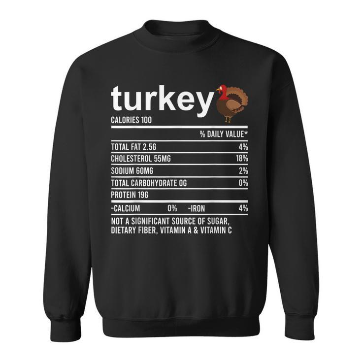 Thanksgiving Food Apparel Turkey Nutrition Fact Foodie Sweatshirt