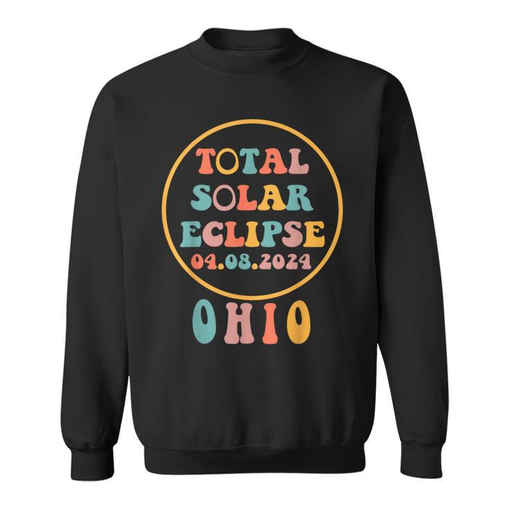 Usa Total Solar Eclipse April 8 2024 Ohio Retro Groovy Sweatshirt