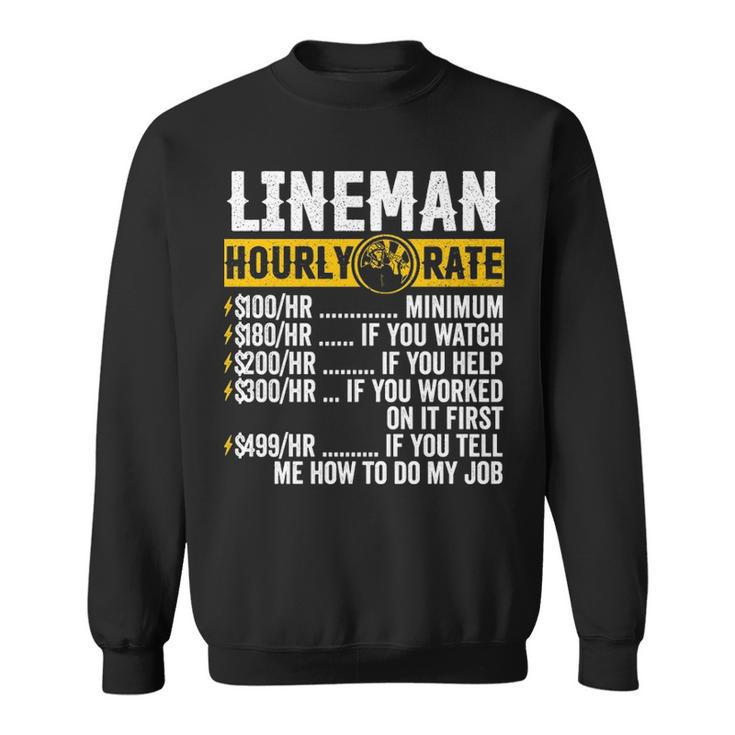 Vintage Lineman Apparel Electrician Hourly Rate Mens Pullover Sweatshirt