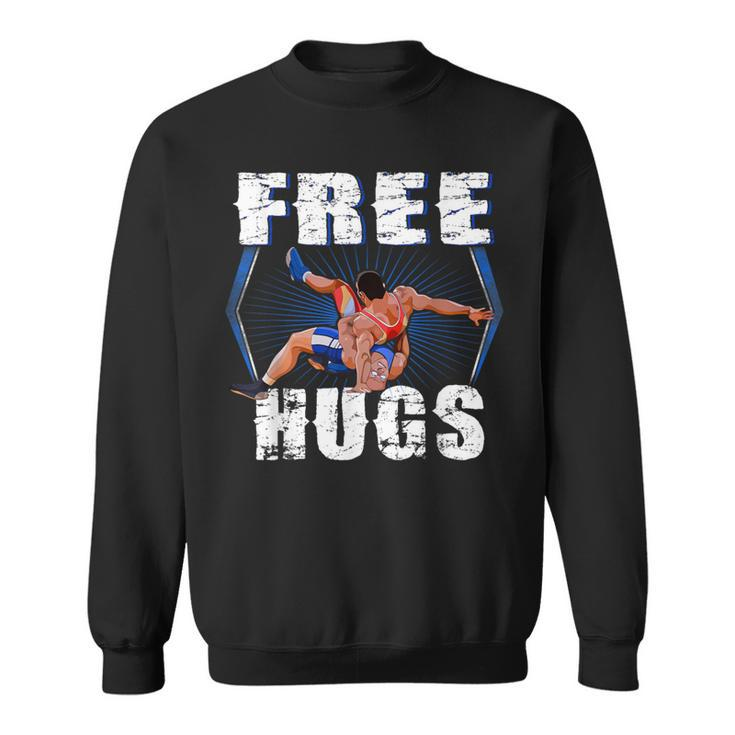 Wrestling Free Hugs Wrestling Vintage Sweatshirt
