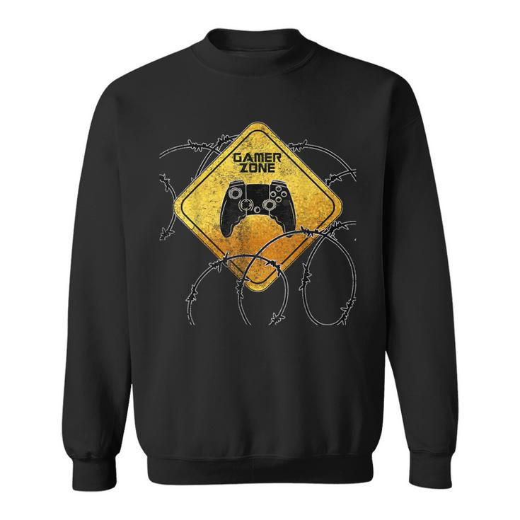 Gamer Zone Sign Warning Video Games Place Boys Sweatshirt
