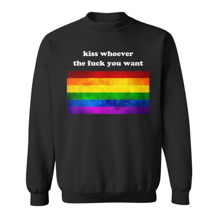 Gay Pride Lgbt Kiss Whoever You Want Sweatshirt