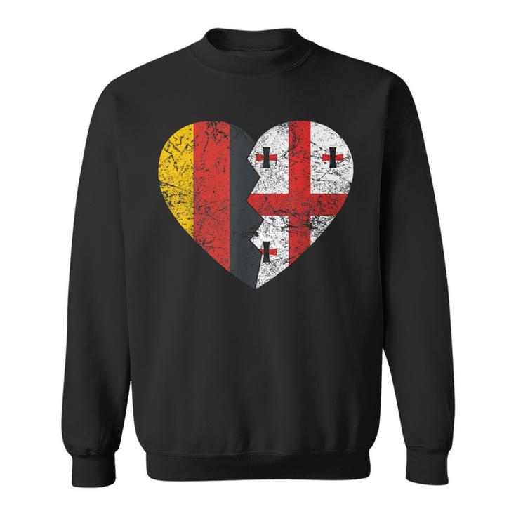 Georgische Deutsche Flagge Herz Deutschland Georgien Flagge Wurzeln Sweatshirt