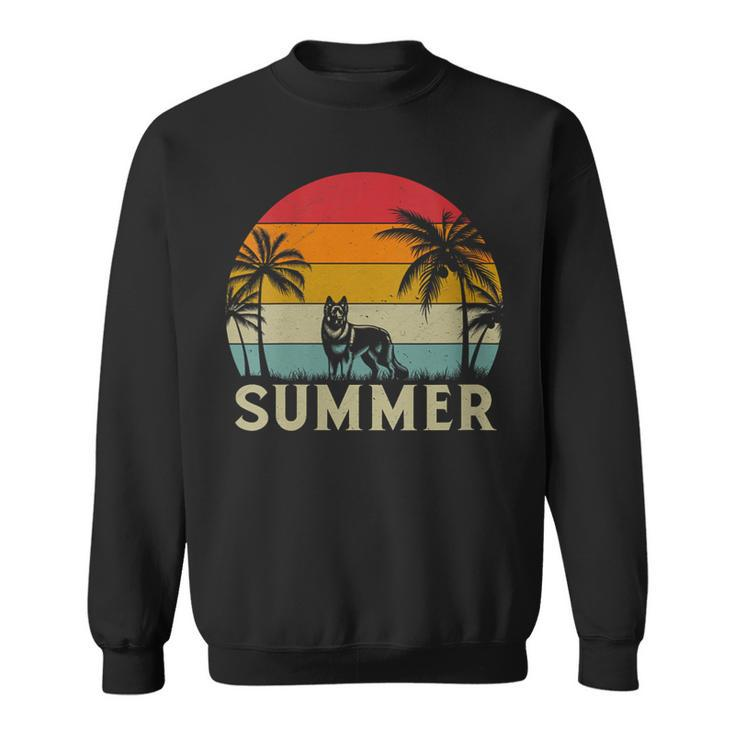 German Shepherd Dog Palm Tree Sunset Beach Vacation Summer Sweatshirt