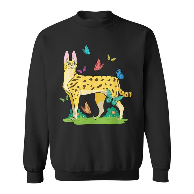 Ginger Serval Big Wild Cats African Animal Big Cat Rescue Sweatshirt