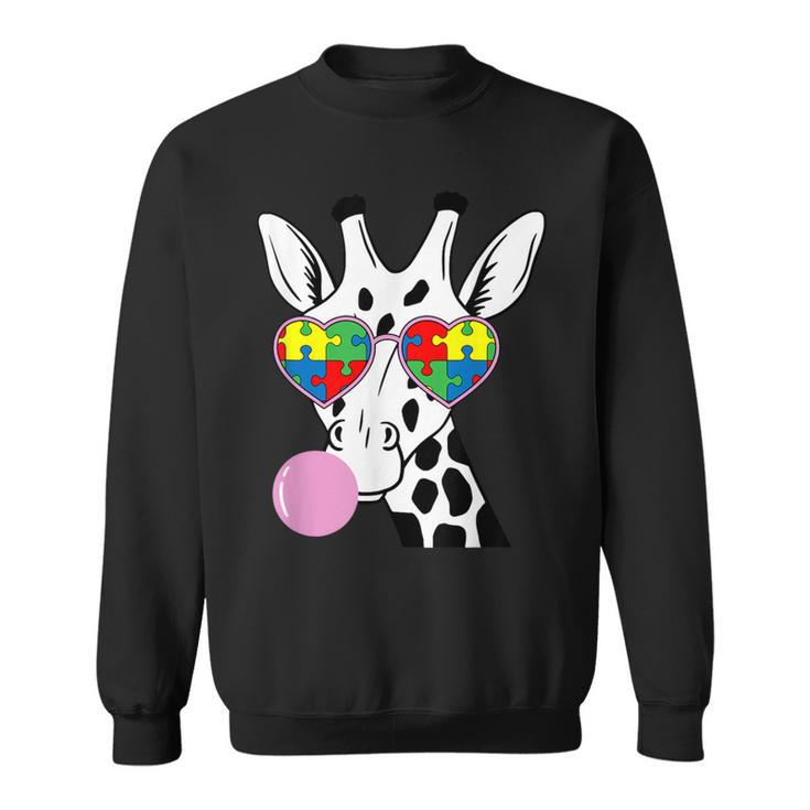 Giraffe Puzzle Piece Autism Awareness Autistic Warrior Sweatshirt