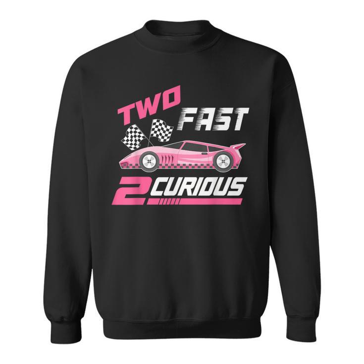 Girl Race Car Birthday Decorations Two Fast 2 Curious 2Nd Sweatshirt