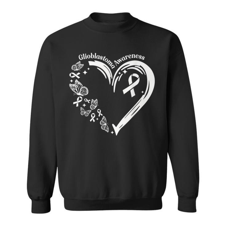 Glioblastoma I Wear Grey For Glioblastoma Awareness Heart Sweatshirt