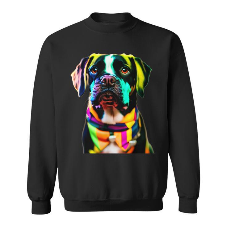 Glow In Style Black Dog Elegance With Colorful Flair Bright Sweatshirt