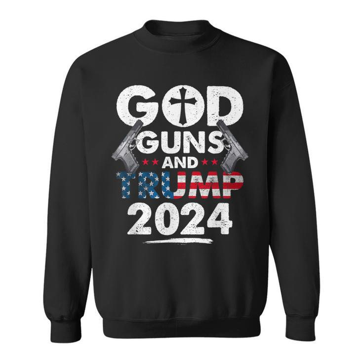 God Guns And Trump 2024 Usa American Flag Sweatshirt