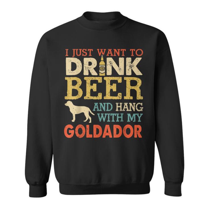 Goldador Dad Drink Beer Hang With Dog Vintage Sweatshirt