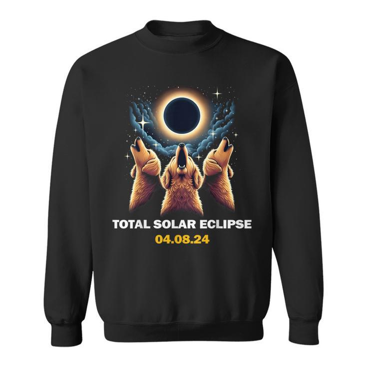 Goldendoodle Dog Howling At Total Solar Eclipse 8 April 2024 Sweatshirt