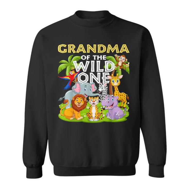 Grandma Of The Wild One Birthday Zoo Animal Safari Jungle Sweatshirt