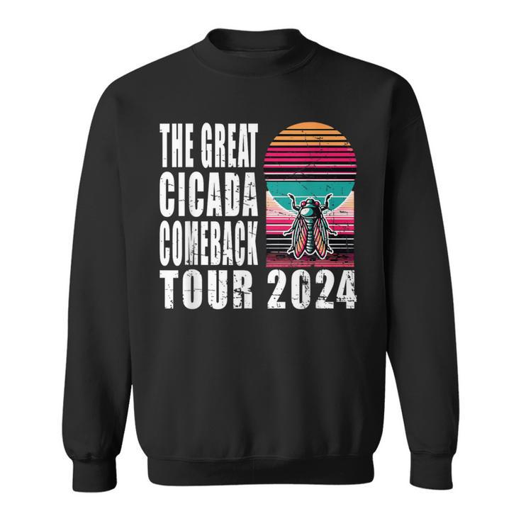 Great Cicada Comeback Tour 2024 Insect Invasion Retro Sweatshirt