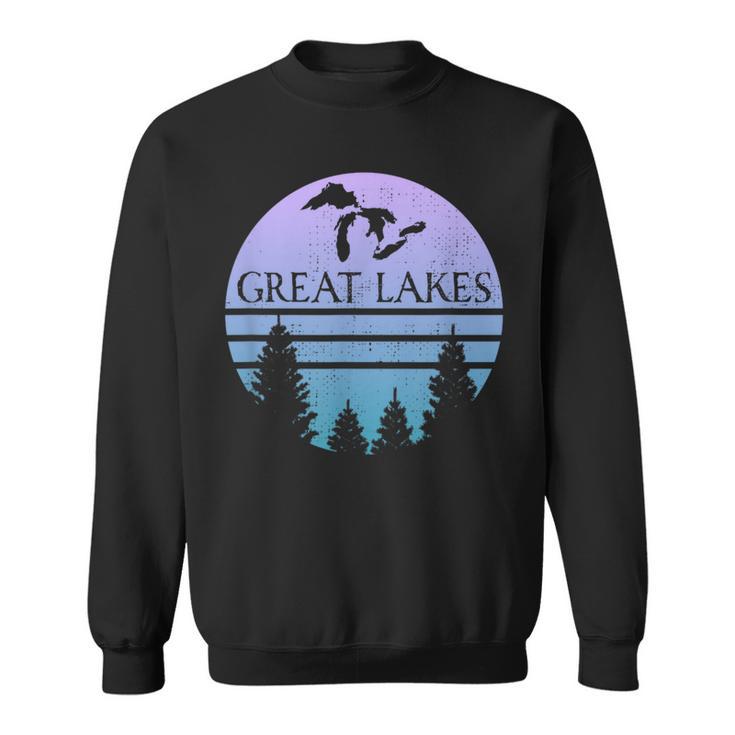 Great Lakes Of Michigan Lakes Silhouette Trees Sweatshirt