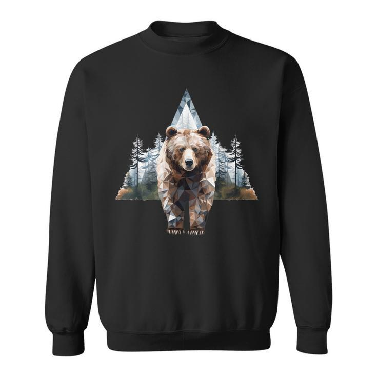 Grizzly Animal Bear In A Triangle Forest Sweatshirt