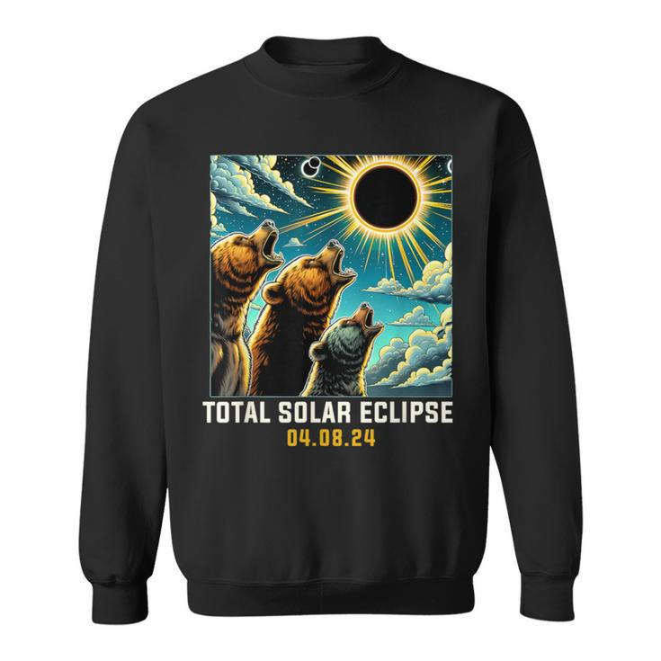Grizzly Bear Howling At Solar Eclipse Sweatshirt