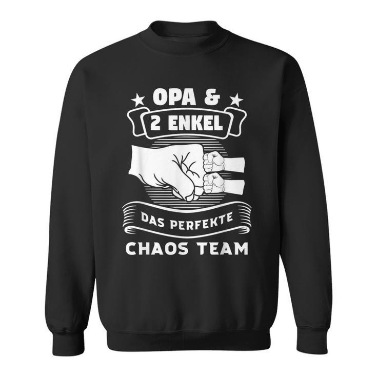 Großvater & 2 Enkel Chaos Team Schwarz Sweatshirt - Familie Spaß