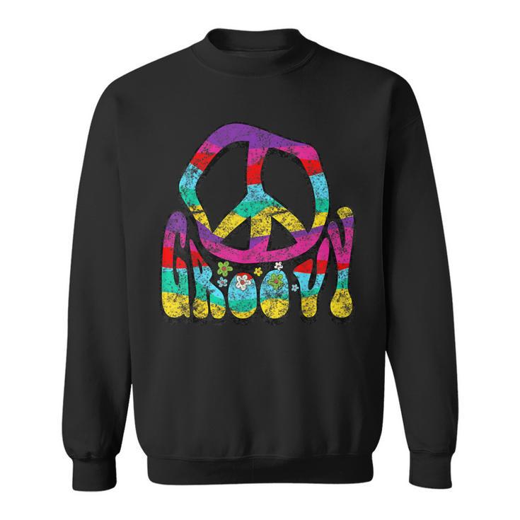 Groovy Hippie 60S 70S Distressed Peace Sign Retro Sweatshirt