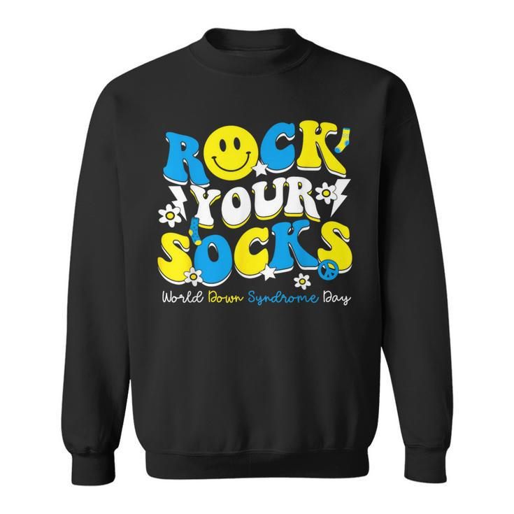 Groovy Rock Your Socks World Down Syndrome Awareness Day Kid Sweatshirt