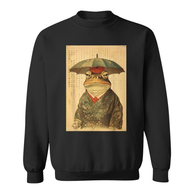 Grumpy Frog Unimpressed Toad Vintage Japanese Aesthetic Sweatshirt