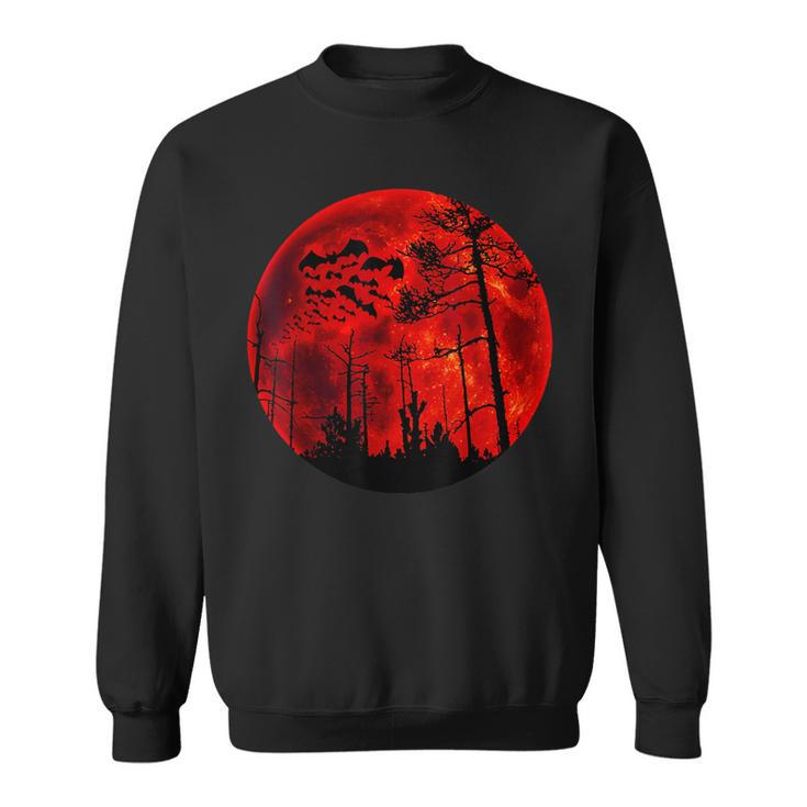 Grunge Bats Flying Gothic Blood Red Moon Sweatshirt