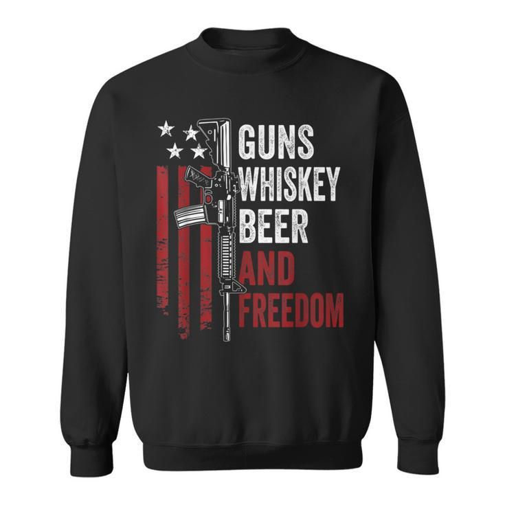 Guns Whisky Beer And Freedom Drinking Ar15 Gun Sweatshirt