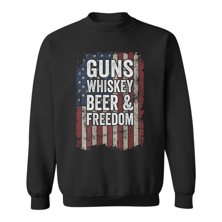 Guns Whisky Beer And Freedom Pro Gun Usa On Back Sweatshirt