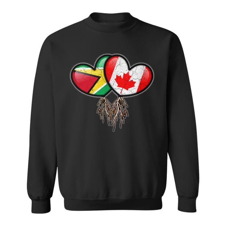 Guyanese Canadian Flags Inside Hearts With Roots Sweatshirt