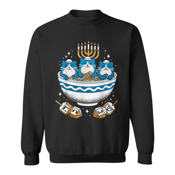 Hanukkah Jewish Cat Ramen Pajamas Hanukkah Pjs Sweatshirt