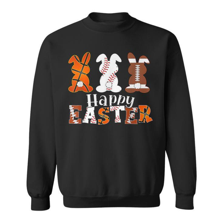 Happy Easter Baseball Football Basketball Bunny Rabbit Boys Sweatshirt
