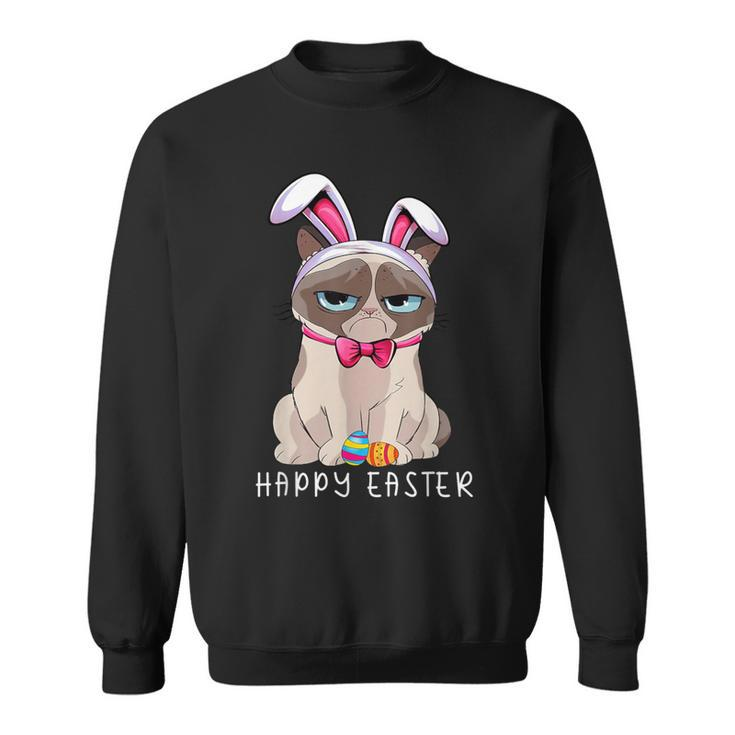 Happy Easter Bunny Pajama Dress Cat Grumpy Rabbit Ears Sweatshirt