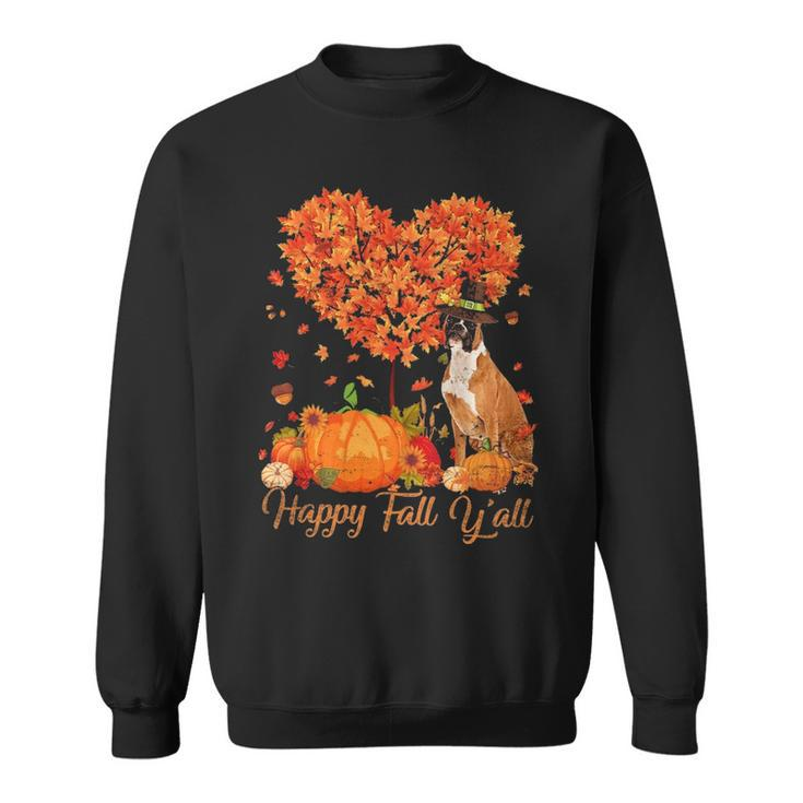 Happy Fall Y'all Boxer Dog Pumpkin Thanksgiving Sweatshirt