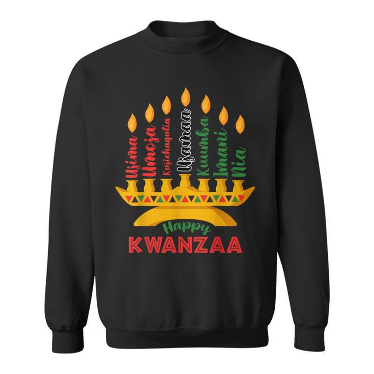 Happy Kwanzaa Kinara Seven Candles Principles Of Kwanzaa Sweatshirt