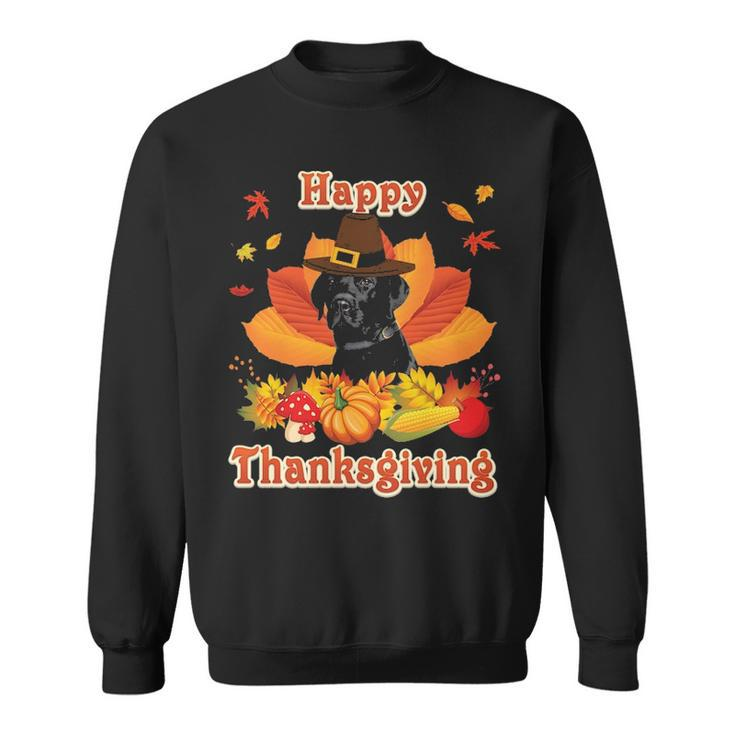 Happy Thanksgiving Black Labrador Dog I'm Thankful For My Sweatshirt