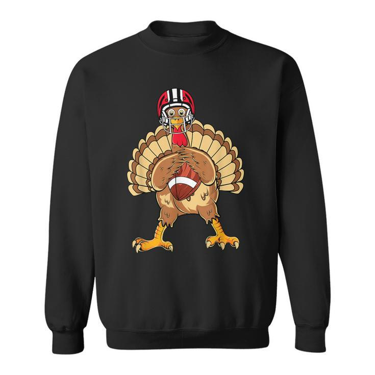 Happy Thanksgiving Turkey Playing Football Dad Boys Sweatshirt